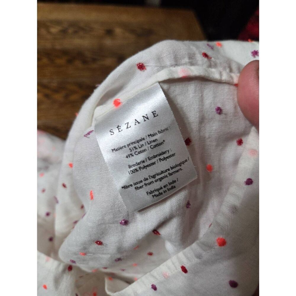SEZANE SANTONI BLOUSE ECRU / BRIGHT PINK SIZE 34 US 2 - Picture 3 of 4